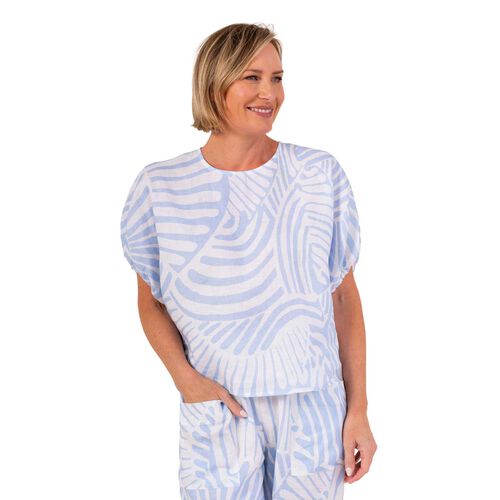 See Saw 100% Linen Cap Sleeve Top
